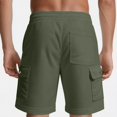 thumbnail image 4 of WTOBBY Men's Corduroy Cargo Bermuda Shorts with Elastic Drawstring Waist, Outdoor Athletic Loose Fit for Summer Sports Activities ,Army Green L, 4 of 5
