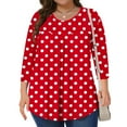thumbnail image 2 of successthop Plus Size Blouses for Women 3/4 Sleeve Tunic Top Crewneck Curved Hem Shirt Polka Dots Shirts Loungewear, 2 of 6