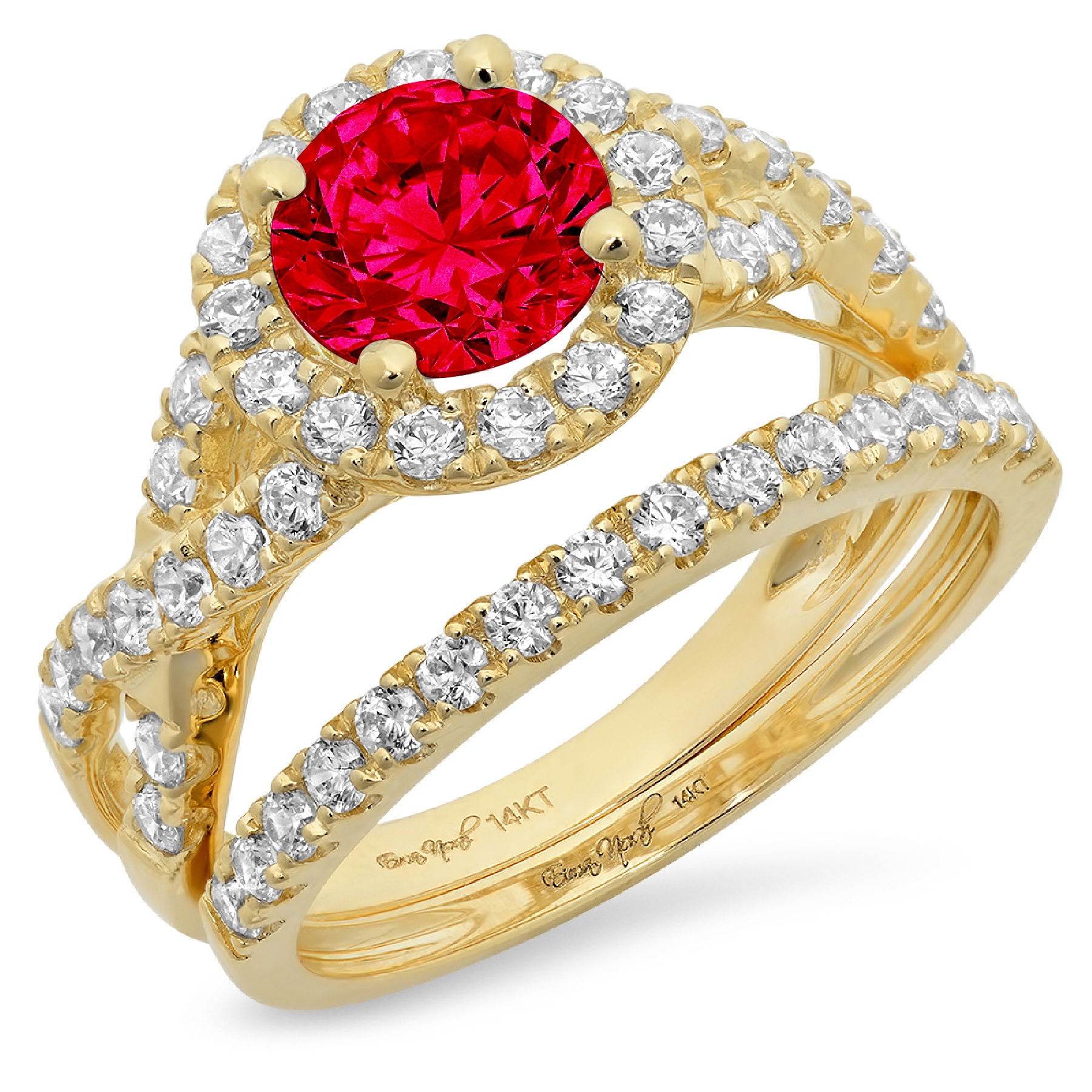 simulated ruby and diamond rings