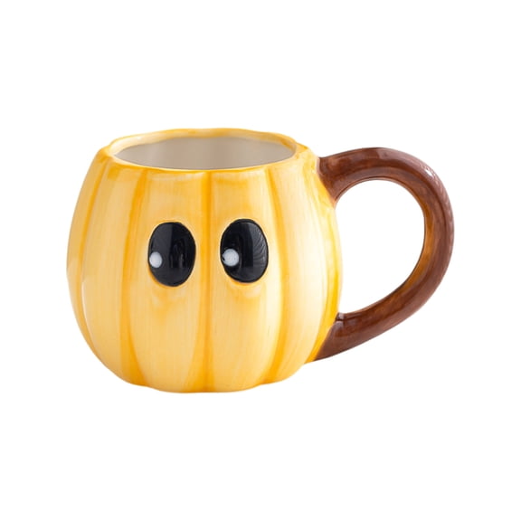 Halloween Relief Ceramic Mug – Cute Ghost Pumpkin Shaped Coffee Cup, 3D Embossed Design for Hot Beverages, Novelty Holiday Gift for Friends Family