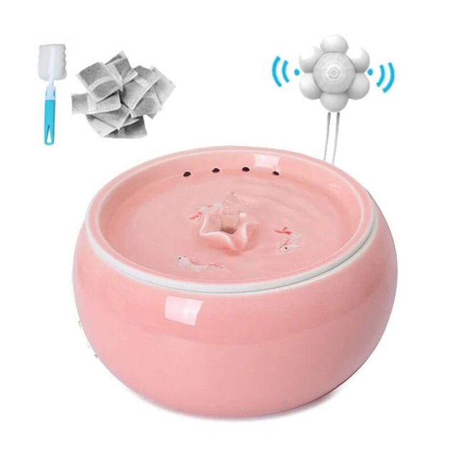 Electric Ceramic Cat Drinking Water Fountain For Cats Dogs Drinking Bowl Automatic Cat Water Fountain Dispenser Pet Bowl 1.5L ShopWise Round