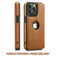 thumbnail image 3 of Casus Classic Wallet Case Leather Logo View Card Holder Cover for Apple iPhone 14 Pro - Brown, 3 of 8