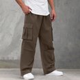 thumbnail image 4 of YUGYXL Mens Drawstring Cargo Pants 2025 Trendy Stretch Waist Wide Leg Pants with Multiple Pockets Outdoor Hiking Trousers Brown XXXL, 4 of 9