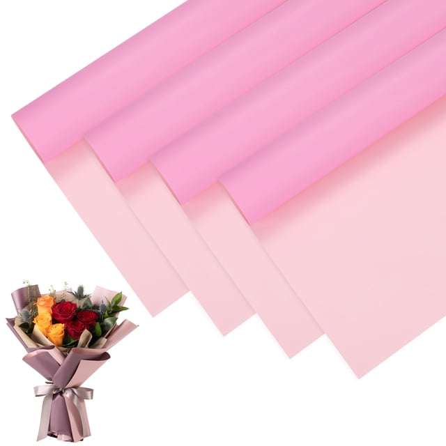 20pcs Papel de Regalo para Ramo de Flores 23 Pulgadas, Rosa y Rosa Claro