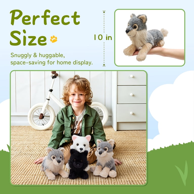 MorisMos 6 Pack Bulk Wolf Stuffed Animal Set, Cute Stuffed Wolf