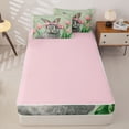 thumbnail image 4 of Homewish Pink Tulip Floral Zipper Full Size Comforter Sets with Fitted Sheet and 2 Pillowcases,Cute Kawaii Bunny Easter Rabbit Zipper Bedding Set For Kids,Reversible,4-Piece, 4 of 7