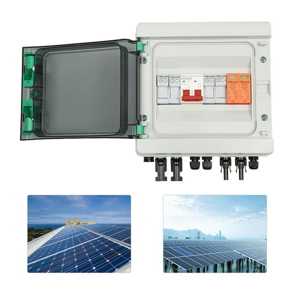 Solar Box 2 String 32 Amp IP65 Waterproof Box DC 500V 32A Circuit Breakers Solar Combiner Box Switch DC500V/1000V Circuit Breaker Protector