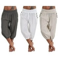 thumbnail image 5 of Mujer Pantalones de yoga Bolsillos laterales Bloomers bombachos Pantalones capri Prendas de abajo Secado rápido Dispersor de humedad Ligero Hippie Boho Azul claro Polvo de mandarina Whit, 5 of 5