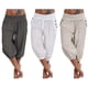 thumbnail image 5 of Mujer Pantalones de yoga Bolsillos laterales Bloomers bombachos Pantalones capri Prendas de abajo Secado rápido Dispersor de humedad Ligero Hippie Boho Azul claro Polvo de mandarina Whit, 5 of 5