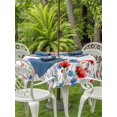 thumbnail image 4 of Outdoor Tablecloth with Umbrella Hole Zipper Pastoral Botanical Round Tablecloth 60" Waterproof Outside Table Cloth Blue Red Floral Spring Welcome Patio Table Cover Tablecloths for Picnic Party, 4 of 8