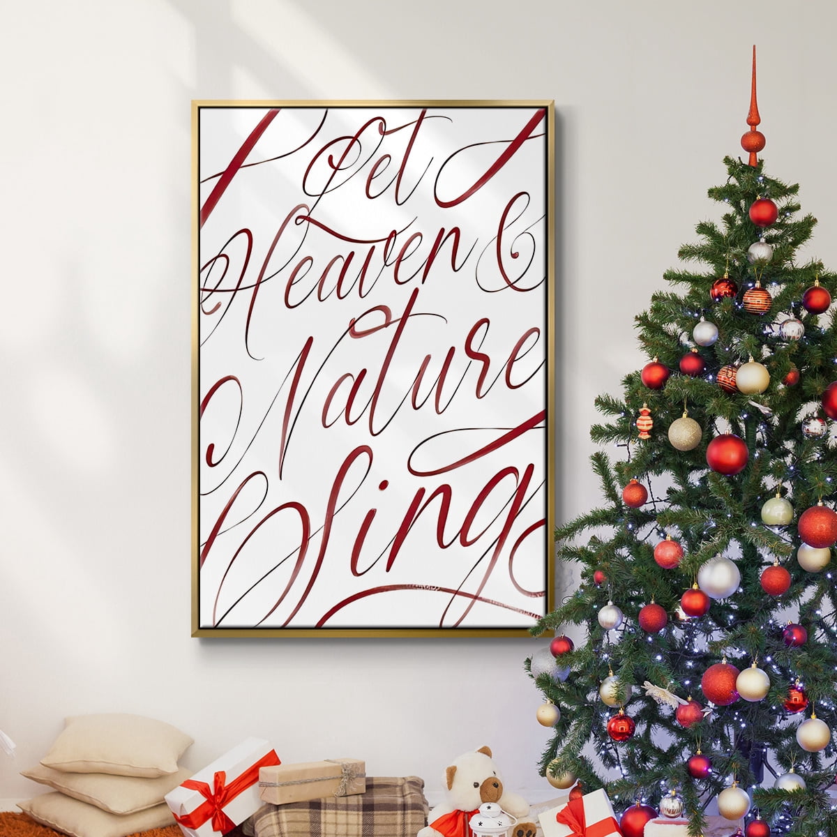 Heaven and Nature - Framed Gallery Wrapped Holiday Canvas - 27 x 41 - Gold Frame