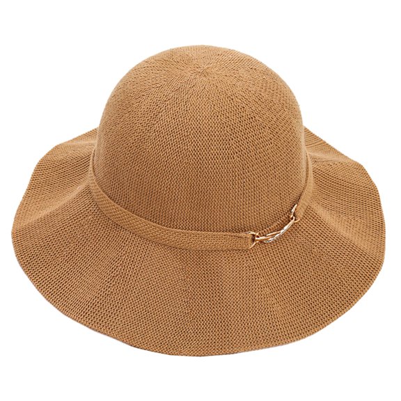 56-58cm hat circumference female wavy brimmed hat sun hat summer sunscreen sun hat fisherman hat - Khaki