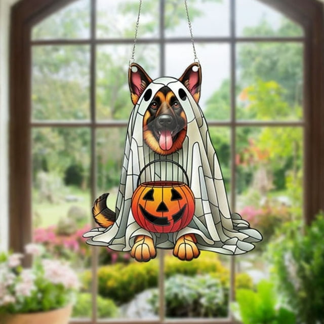Dvkptbk Halloween decorations Halloween Window Hanging Acrylic Pumpkin Dog Decoration
