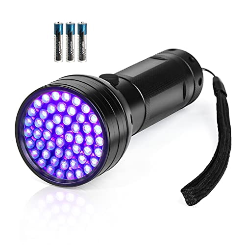 Black Light UV Flashlight,51 LED Blacklight Flashlights 395 nM Pet Urine Detector with 3 Pack AA Batteries for Cat Urine,Stains,Bed Bug (Black)