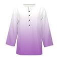 thumbnail image 7 of CYMMPU Gradient Color 3/4 Length Sleeve Summer Fall Plus Size Tunic Tops Shirts Basic Tees Business Work Blouses Button up Scoop Neck Vintage 2025 Clothes for Women Purple M, 7 of 7