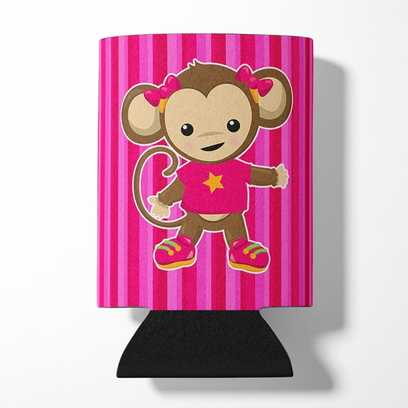 Monkey on Pink Stripes Can or Bottle Hugger