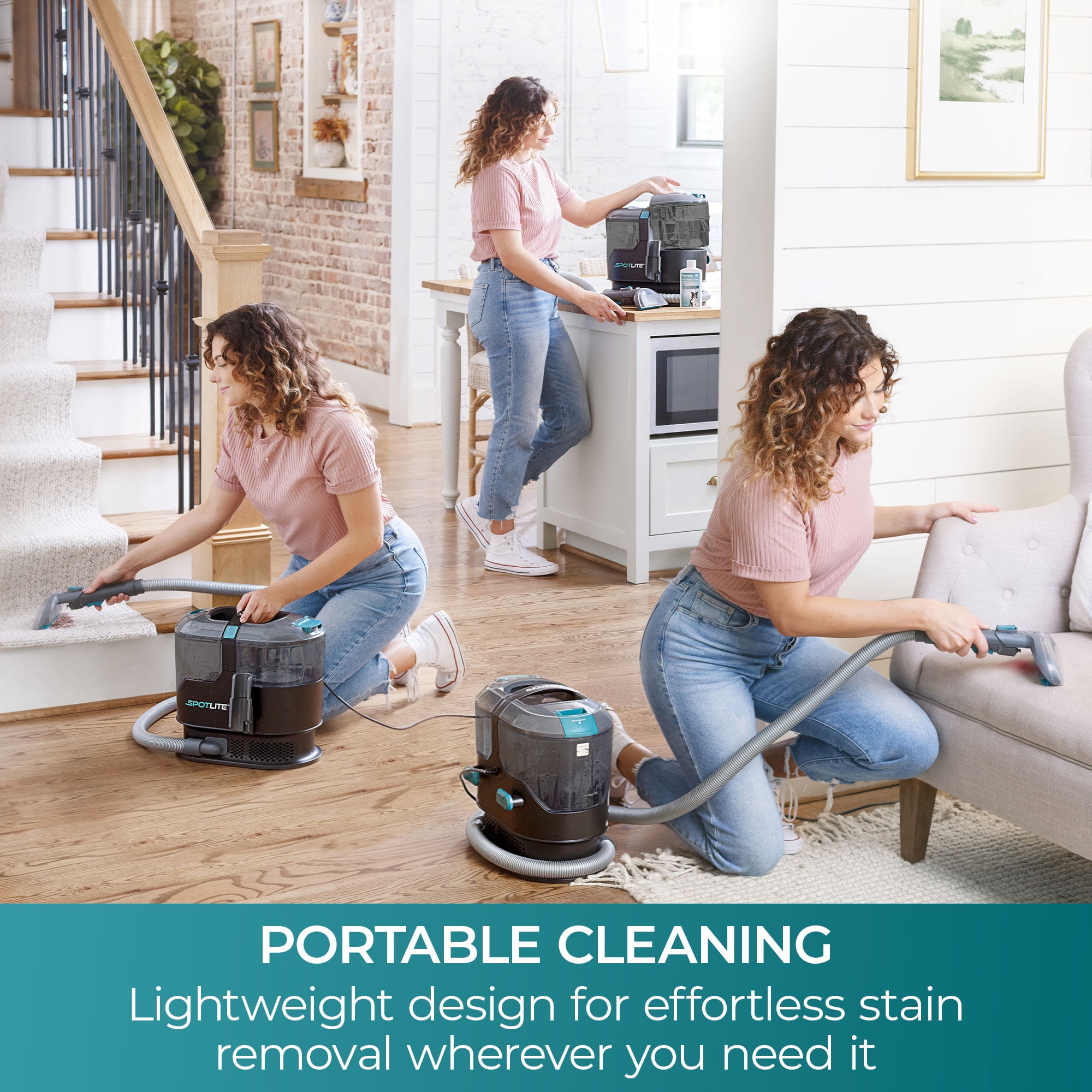 Kenmore SpotLite™ Carpet & Upholstery Cleaner, for Rugs, Stairs, Upholstery & Carpets, Portable, Powerful Suction for Stains & Odor Removal, Pet Friendly, KW2001.01, Black with Teal
