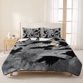 thumbnail image 3 of Quilts Queen Size Bedding Set, Black Crow Birds Lightweight Quilted Comforter, Abstract Spooky Grey Sky Wings Soft Reversible Bedspread Coverlet with Pillow Covers for All Season, 90" x 96", 3 of 9