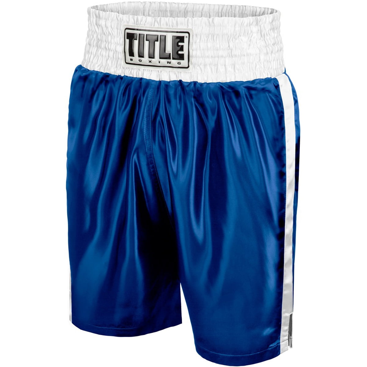 Black Title Professional Satin Boxing Trunks