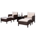 thumbnail image 2 of DEELLEEO 2pcs Single Sofa、2pcs Footstool &1pc Coffee Table Round Corner Armrests Five-Piece Rattan Set Brown Gradient, 2 of 5