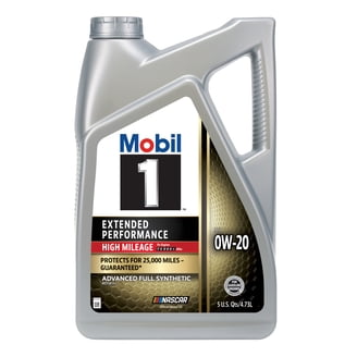 Mobil 1 High Mileage Full Synthetic Motor Oil 0W-20 5 Quart for