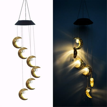 

Tagold Solar LED Moon Shaped Wind Chimes Home Garden Garden Decorative Lights