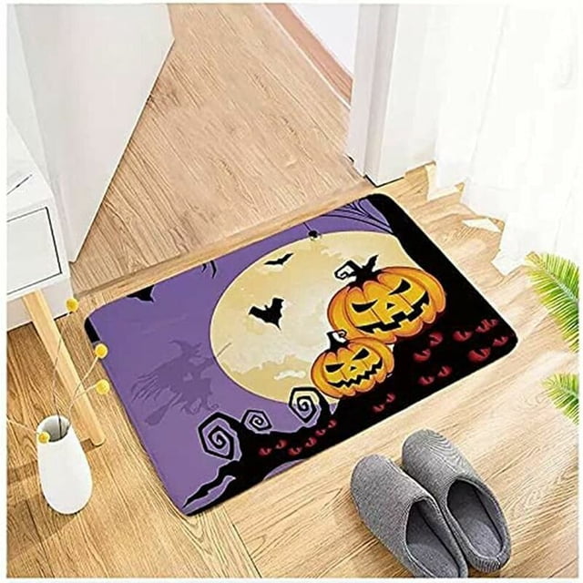 Franela estampada, decoración de Halloween para puerta de entrada de bienvenida a casa Manta, Felpudo antideslizante para exteriores, alfombra absorbente para baño, 40 60 cm