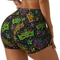 thumbnail image 2 of Sigee Mardi Gras Surface Print Women's High Waist Workout Shorts - Squat Proof, Tummy Control, Yoga and Gym Activewear-XX-Large, 2 of 9