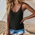 thumbnail image 2 of HAiming Womens Tank Tops V Neck Summer Spaghetti Strap Cami Sleeveless Knitted Shirt Casual Solid Color Crochet Vest, 2 of 7