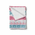 thumbnail image 2 of Tribal Soft Flannel Fleece Throw Blanket, Egyptian Cats Wings Pyramids Triangles Historical Pattern, Cozy Plush for Indoor and Outdoor Use, 50" x 60", Pale Blue Pink White, by Ambesonne, 2 of 6