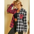 thumbnail image 4 of Women's Plaid Long Sleeve Button Down Wool Blend Shirt Jacket Blouse, 4 of 7