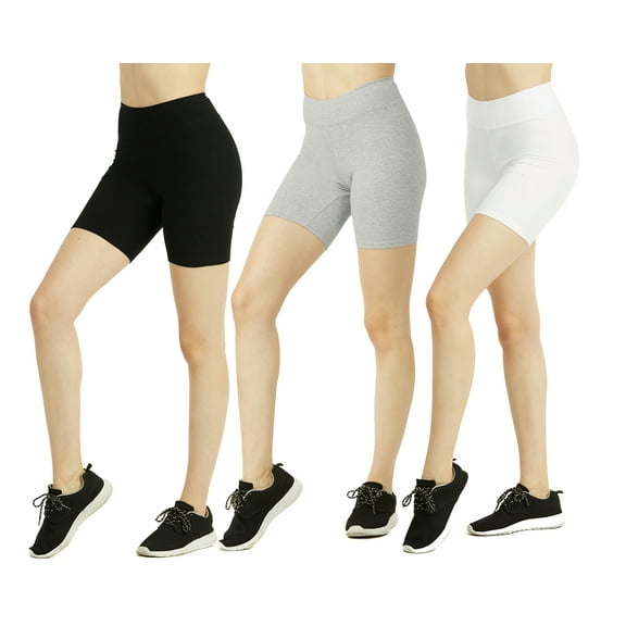 TheLovely Women & Plus Soft Cotton Active Stretch Outseam Workout Biker Shorts with Wide Wastband (15" Biker Shorts)