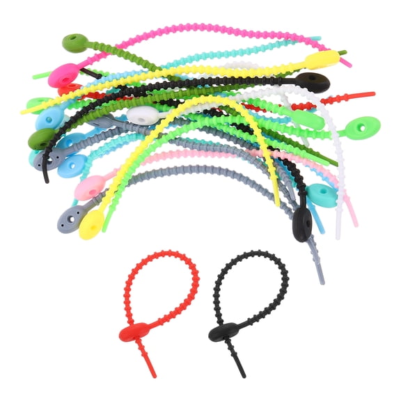 30Pack 6" Silicone Cable Ties, Reusable Zip Ties Strips Twist Tie, Mixed Colors