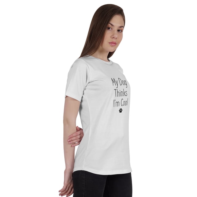 Inkmeso T-Shirt Femme Citation "Mon Chien Pense Que Je Suis Cool" avec Imprimé Graphique
