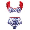 thumbnail image 4 of Maillot de Bain une Pièce pour Femmes avec Jupes Maxi Bikini Enveloppantes 2 Pcs Imprimé Floral Maillot de Bain Contrôle du Ventre Ensemble Tankini, 4 of 8