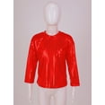 thumbnail image 3 of TSSOE Boys Girls Sparkly Metallic Long Sleeve Loose T-Shirt Jazz Hip Hop Dance Top Performance Costume Dancewear Red 11-12, 3 of 7