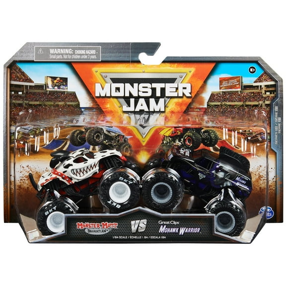 Monster Jam 1:64 Monster Mutt Dalmatian Vs. Mohawk Warrior Monster Trucks