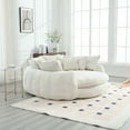 thumbnail image 5 of 81.1" Cloud Couch Sleeper Sofa, Oversized Round Chaise Lounge Chair Indoor, Modern Chenille Boneless Couch with 14 Pillows, Upholstered Barrel Daybed, Memory Foam Sofas for Living Room, Beige, 5 of 10