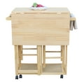 thumbnail image 6 of Segmart Drop-Leaf kitchen Island Cart with Dining Table and Bar Stools, Rolling Kitchen Trolley Cart with 2 Storage Drawers, Heavy Duty Wooden Square Kitchen Breakfast Cart for Small Space, L1790, 6 of 10