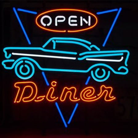Queen Sense 19"x15" Diner Open Car Neon Sign Man Cave Pub Bar Artwork Handmade Wall Decor Neon Light 120DOC