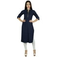 thumbnail image 2 of Bimba Womens Cotton Trendy Kurta Kurti 3/4 Sleeve Tunic With Pockets Blouse, 2 of 8