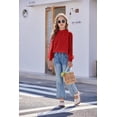 thumbnail image 5 of Arshiner Girls Long Sleeve Shirts Chiffon Blouses Swiss Dot Frill Neck Casual Loose Cute Top Tee, 5 of 6