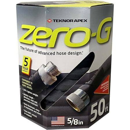 Teknor Apex 4001-50 Zero-g Kink Resistant Garden Hose, 5/8" X 50', Black Pack of 2
