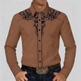 thumbnail image 2 of Retro Western Cowboy Shirts for Men Long Sleeve Button Down Shirt Embroidered Spring Summer Slim Fit Tops Gold XXXL, 2 of 7