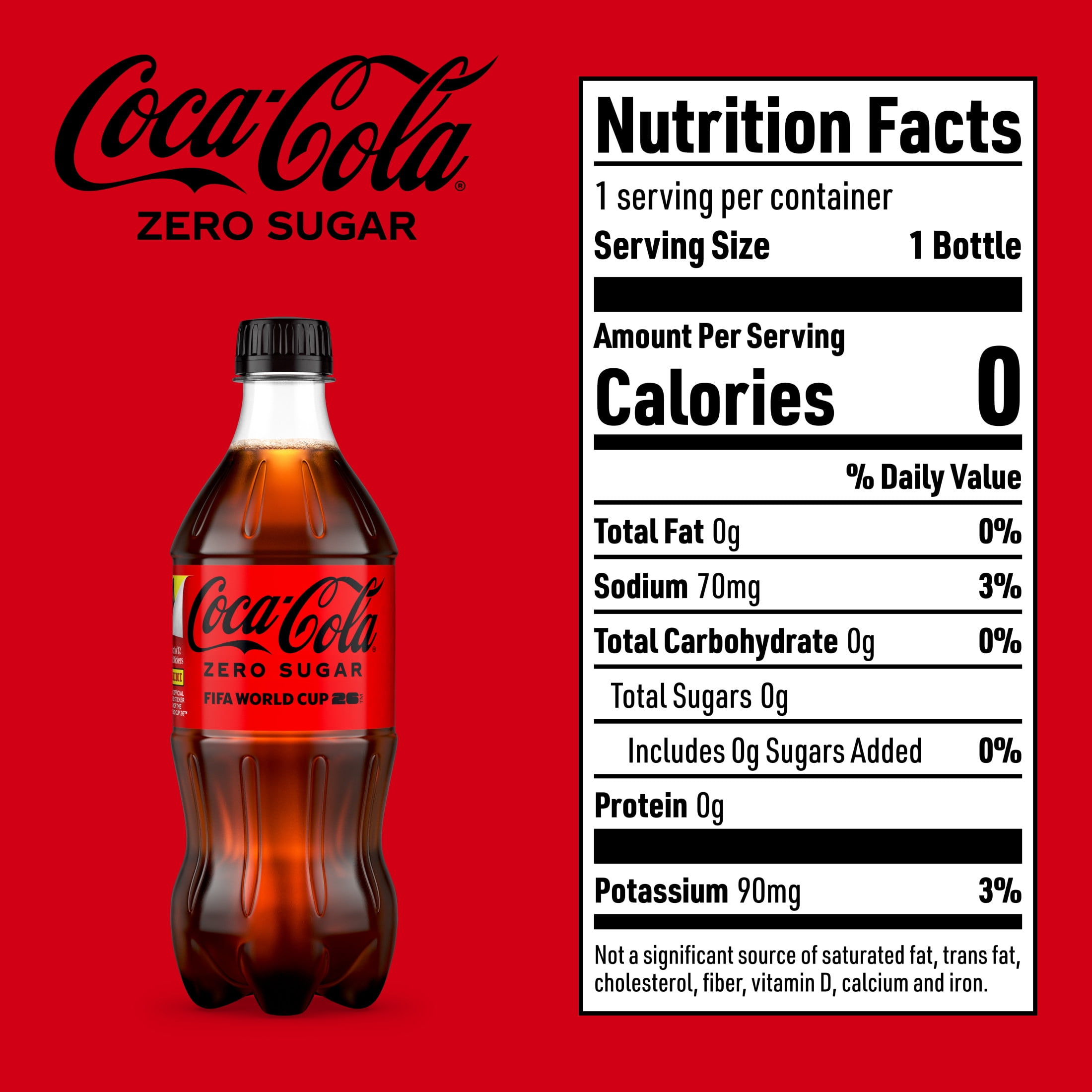 Coca-Cola Zero Sugar Soda Pop Bottle, 20 fl oz