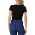 thumbnail image 3 of BODY INSPIRADOR CHIC para Mujeres, Manga Corta, Cuello Cuadrado, Ajuste Slim, Bodies de Tejido Acanalado XL Negro, 3 of 6