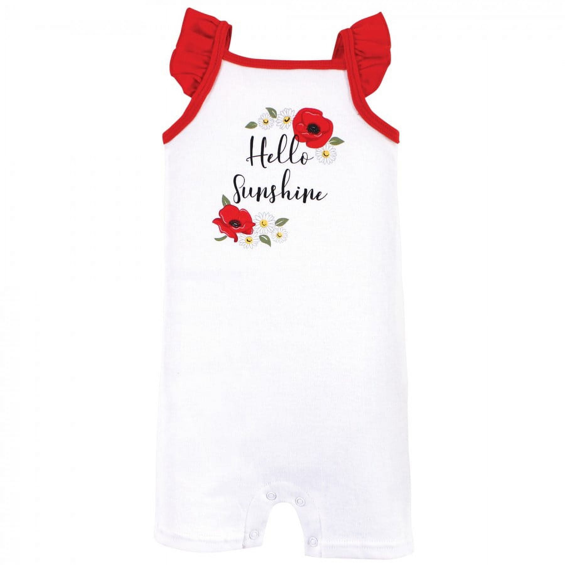 Hudson Baby Infant Girl Cotton Rompers, Poppy Daisy, 18-24 Months