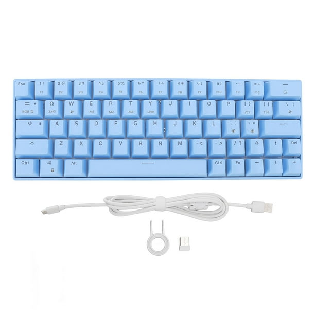 Teclado mecanico azul de 64 teclas compatible con teclado inalambrico 2 4G Bluetooth 3 0 5 0 tipo C con cable 5V DC RGB para Win para IOS Blue Switch Walmart en linea