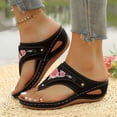 thumbnail image 2 of Pandaie Orthopedic Sandals for Women 2026 Summer Slip on Beach Flip Flops Arch Support Flower Dressy Wedge Casual Boho Slippers Black Size 6.5, 2 of 5