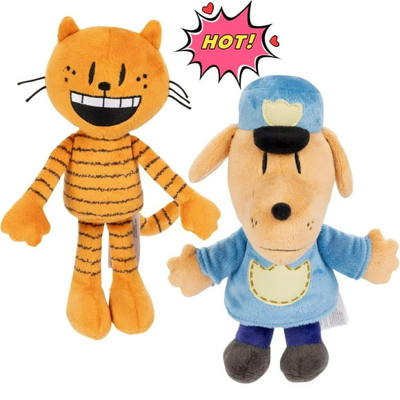Dog Man Plush Clearance! 2 Pack Dog Man Toys Cats Plush Toy and Dog Plushies Dog Man Plushies Toy Dog Doll Funny Detective Dog Fan Collectible Stuffed Animals Cat Doll Christmas Birthday Toy